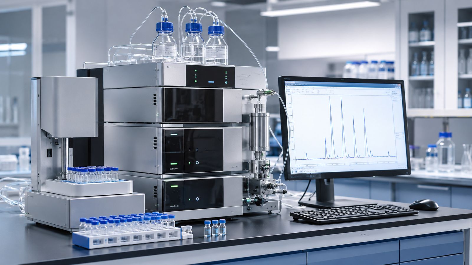 HPLC system running a purity assay